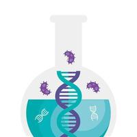 tube test with particles covid 19 and dna structure vector