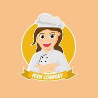Illustration vector design of chef female logo mascot template for business or company