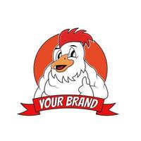 Illustration vector design of chicken template logo. It is suitable for business such as stock raising or selling fried chicken.