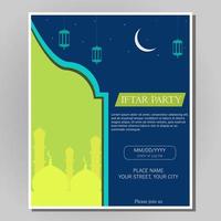 Illustration vector design of iftar party invitation template flyer. Full editable.