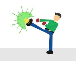 Illustration vector design of businessman kicks the virus