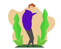 Illustration vector design of a man using smartphone