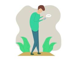 Illustration vector design of a man using smartphone