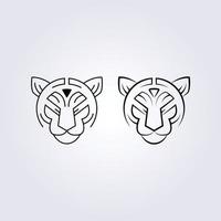 lion, cat, tiger head icon logo symbol vector illustration design simple line art