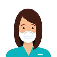 female paramedic using face mask isolated icon vector