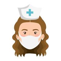 face of nurse using face mask isolated icon vector