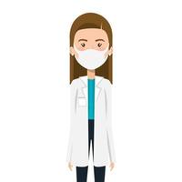 doctor female using face mask isolated icon vector