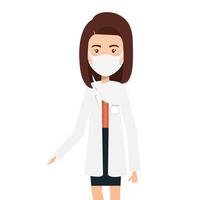 doctor female using face mask isolated icon vector
