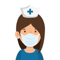 nurse professional using face mask isolated icon vector
