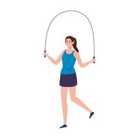 woman jumping rope, sport recreation exercise vector