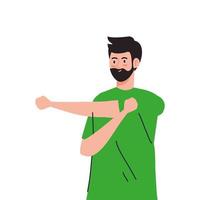 man performing stretching, sport recreation exercise vector