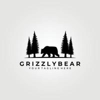 logotipo de oso, oso grizzly, logotipo de vida silvestre, diseño de ilustración vectorial de oso vector
