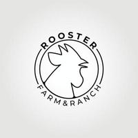 line art livestock logo , rooster vector,  illustration vintage design graphic vector