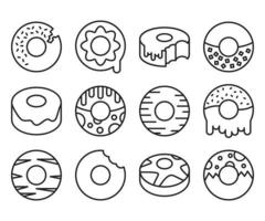 doughnut line icons vector