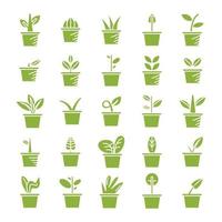 green houseplant icons set vector