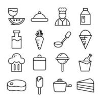 iconos de linea de comida vector