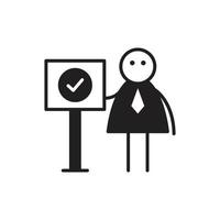 businessman with check mark stickfigure character illustration vector