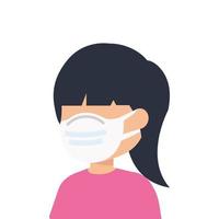 cute girl using face mask isolated icon vector