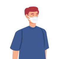 man using protective surgical mask for covid 19 prevention vector