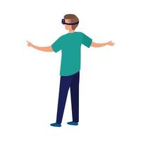 hombre con gafas de realidad virtual sobre fondo blanco vector