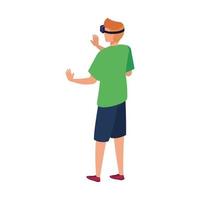 man with glasses virtual reality on white background vector