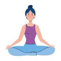 mujer meditando, concepto de yoga, meditación, relajación, estilo de vida saludable vector