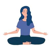 mujer meditando, concepto de yoga, meditación, relajación, estilo de vida saludable vector