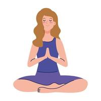 mujer meditando, concepto de yoga, meditación, relajación, estilo de vida saludable vector