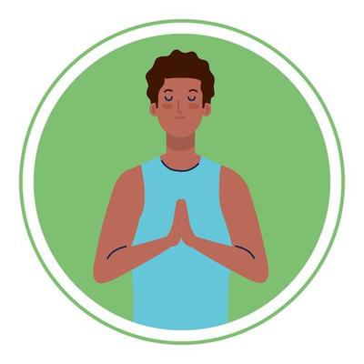 man afro with eyes closed, meditation, healthy lifestyle