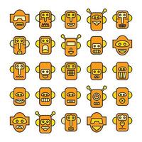 yellow robot head icons vector illustration