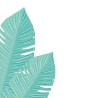 tropical leaves pastel color on white background vector