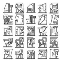 modern building icons set vector