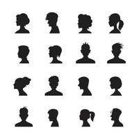 silhouette man and woman avatars vector