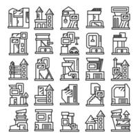 modern building line icons vector