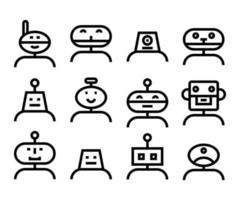 set of robot profile icons vector