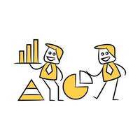 businessman with data chart yellow doodle illustration vector