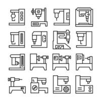 CNC manufacturing robot icons vector