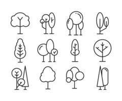 tree and pine line icons vector