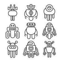 robot line icons vector