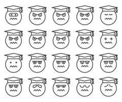 graduate student emoticon icons vector
