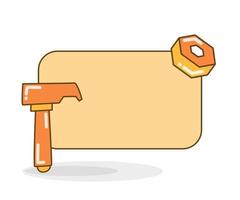 blank noteboard with hammer doodle vector illustration