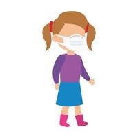 cute girl using face mask isolated icon vector