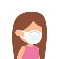 cute girl using face mask isolated icon vector