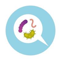 speech bubble with particles covid 19 and microorganisms vector