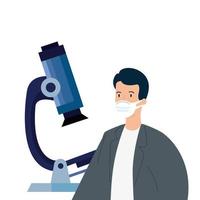 Doctor con microscopio icono aislado vector