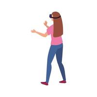 mujer con gafas de realidad virtual sobre fondo blanco vector