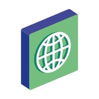 isometric earth globe icon isolataed on white background vector