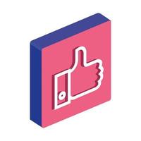 isometric hand like icon on white background vector