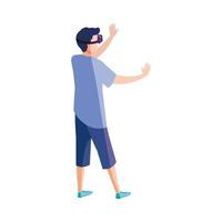 man with glasses virtual reality on white background vector