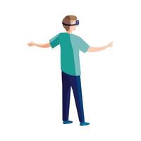 hombre con gafas de realidad virtual sobre fondo blanco vector